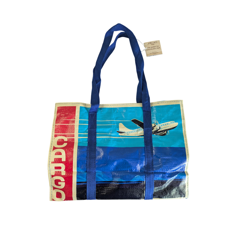 Blue Q Zippered Shoulder Tote Bag New Air Cargo Plane Airplane 15x11 Retired